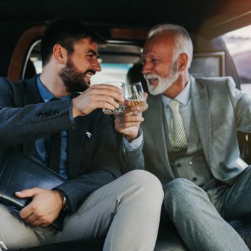 Two men in a limo