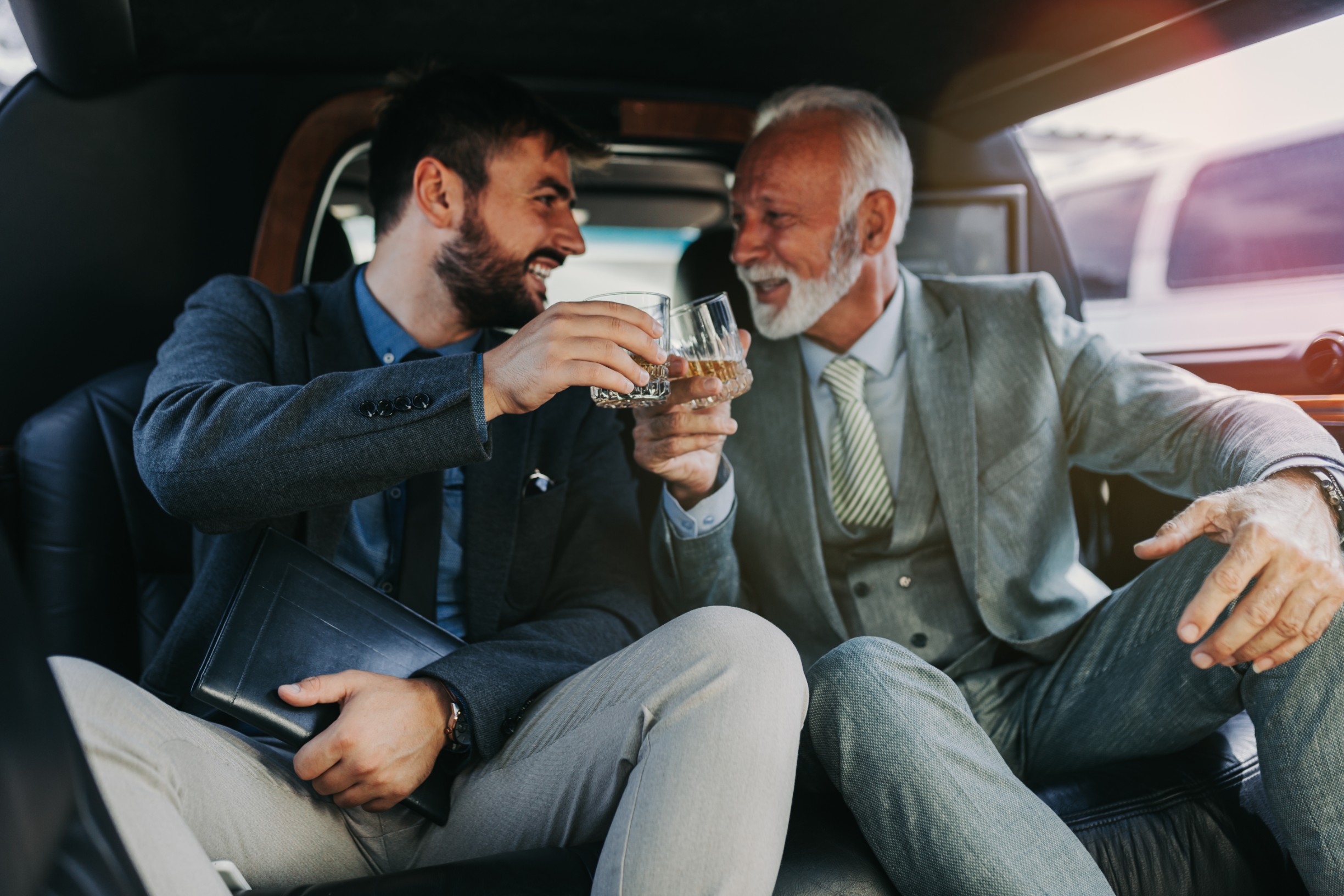 Two men in a limo