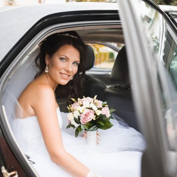 bride inside of limo
